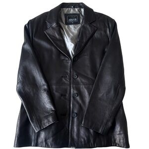 Adler Collection Black Lambskin Leather Blazer Jacket